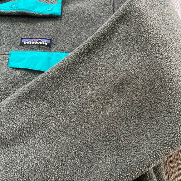 Patagonia Synchilla snap T gray teal blue pullover fleece jacket medium - Picture 10 of 10